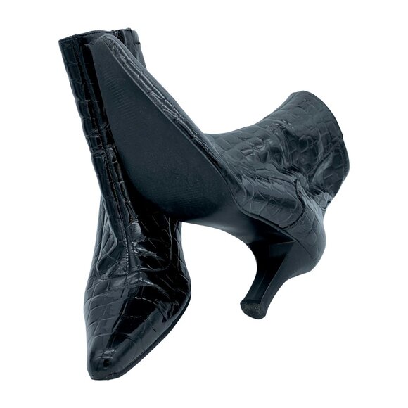 Black Ankle Glam Croco Boots - Picture 9 of 11